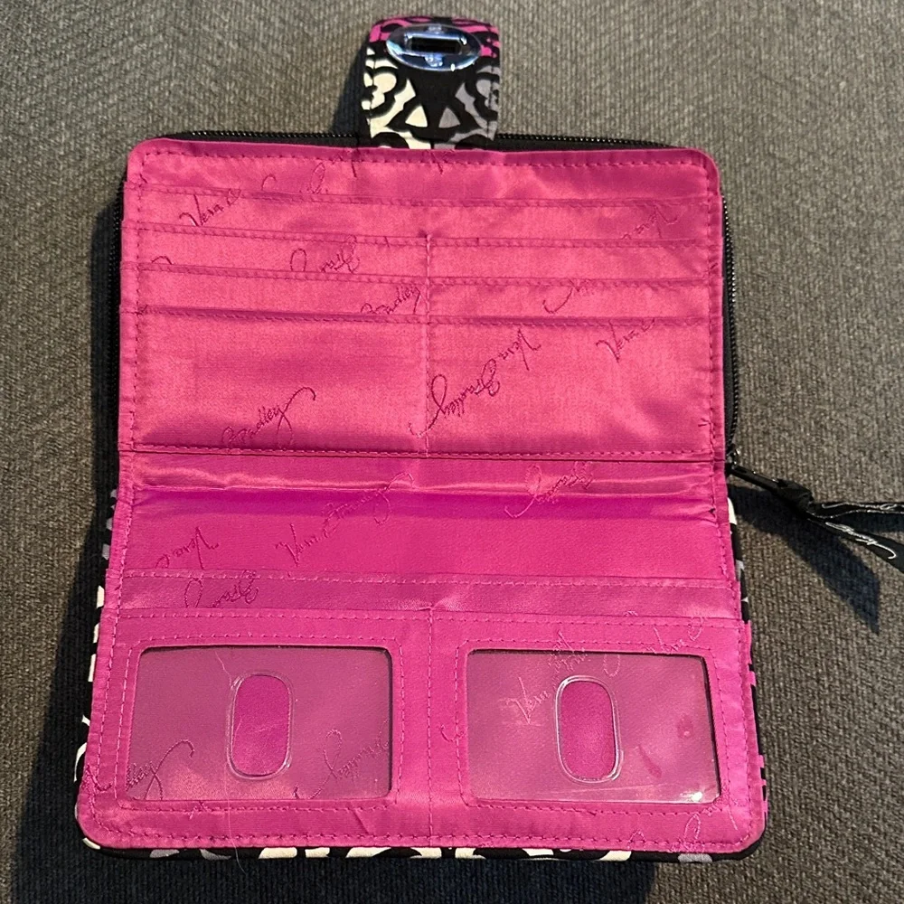 Vera Bradley Black and Pink Patterned Wallet - Picture 3 of 9